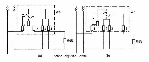 单相电表的两种直接接线电路图