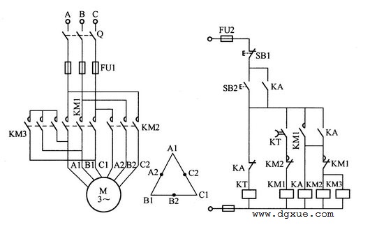 双速电动机自动加速控制电路接线图