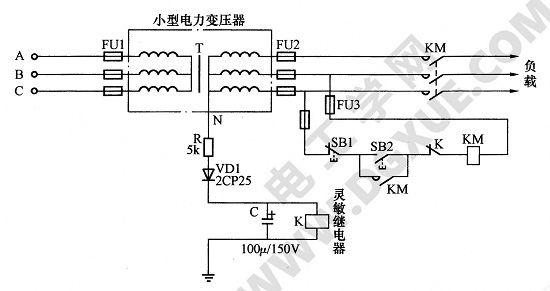 低压电压型触电保护器应用电路图