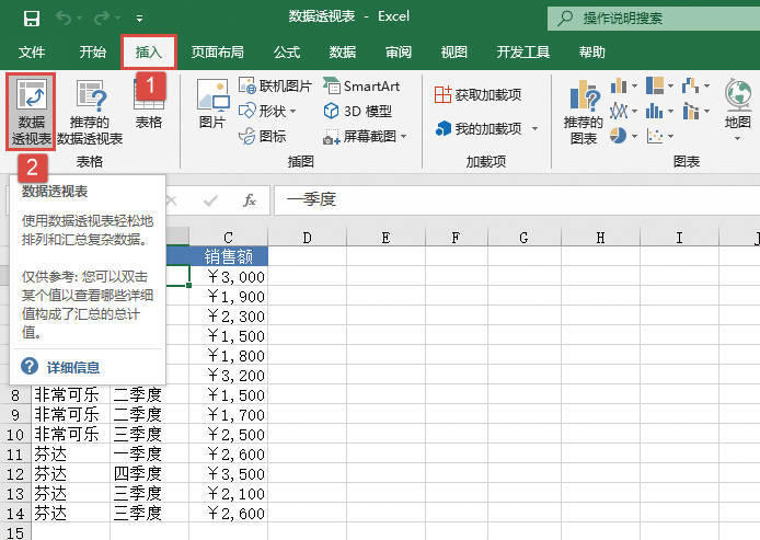 Excel 数据透视表创建实例图解