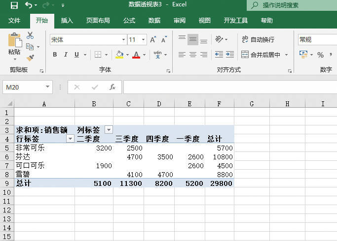 Excel 更改数据透视表的排序方式