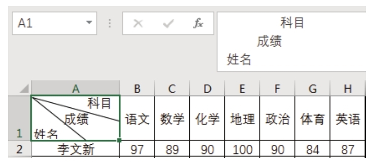 Excel 2016 绘制斜线表头的方法详解-Excel22