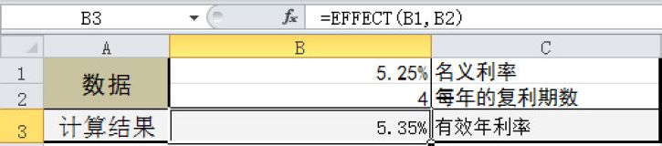 Excel 计算有效的年利率：EFFECT函数