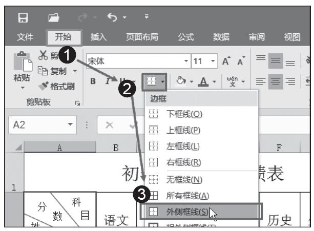 Excel 2016为单元格添加框线与底纹