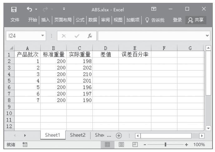 Excel 应用ABS函数计算绝对值