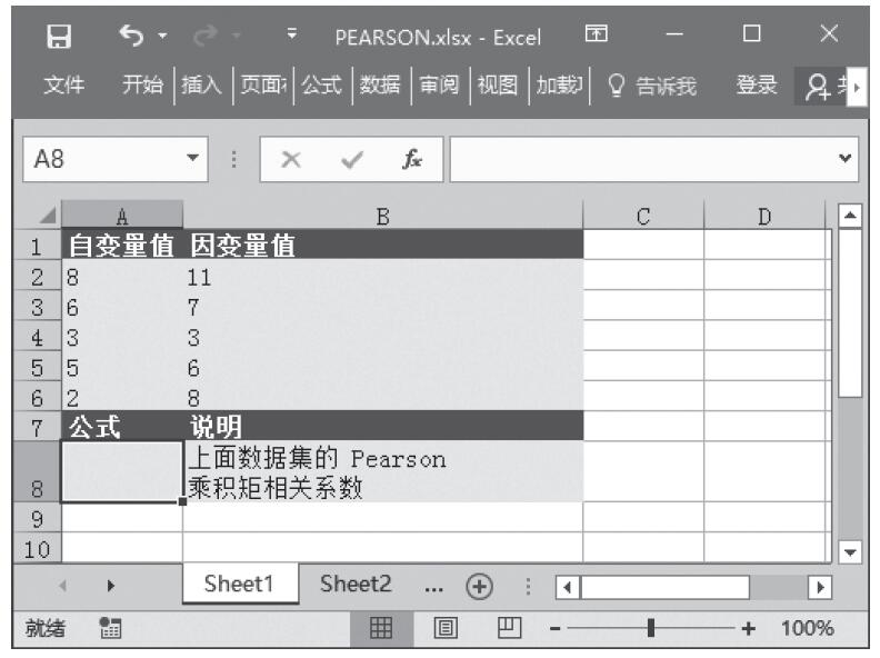 Excel 应用PEARSON函数计算Pearson乘积矩相关系数