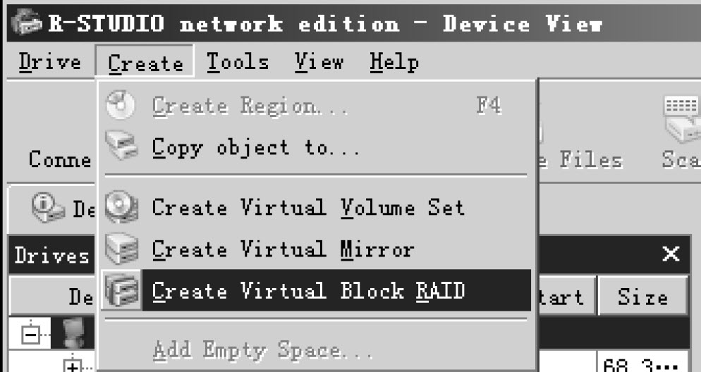 “Create Virtual Block RAID”命令