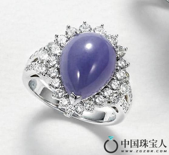 紫罗兰色翡翠钻石戒指（成交价：34,500人民币
）