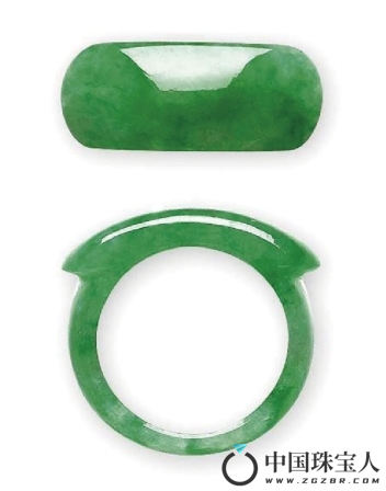 缅甸天然翡翠“马鞍”戒指（成交价：125,000人民币
）