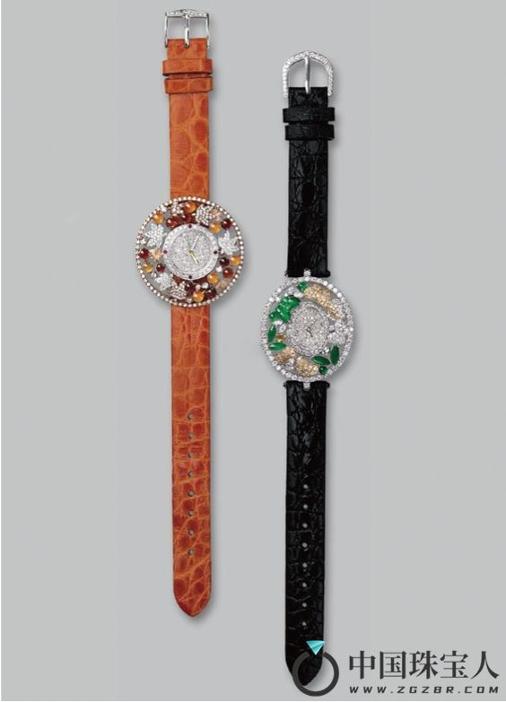 天然彩色翡翠配钻石手表（成交价：525,000港币）