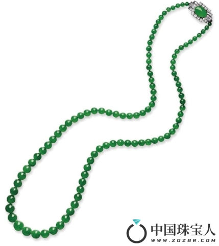 缅甸天然翡翠珠项链（成交价：4,120,000人民币
）