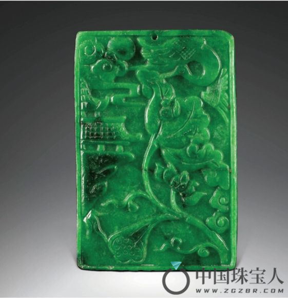 翡翠雕“鹤寿”牌（成交价：19,152新台币
）