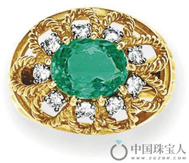 帕拉伊巴碧玺配钻石戒指（成交价：22,500美金）