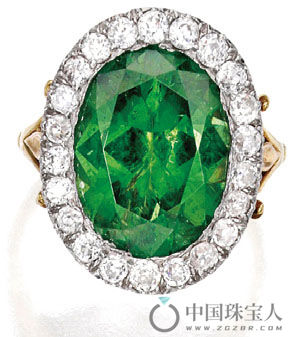 翠榴石配钻石金、铂金戒指（成交价：87,500美金）