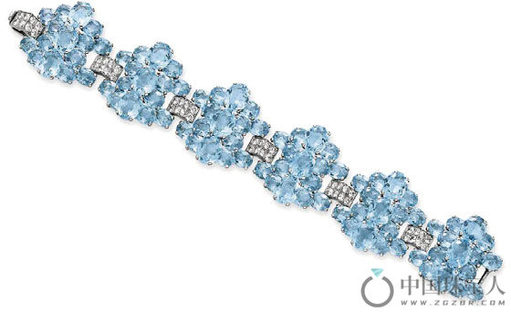 卡地亚装饰艺术风格海蓝宝石配钻石手链（成交价：269,000美金）
