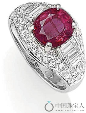 “Trombino”宝格丽红宝石配钻石戒指（成交价：25,000欧元）