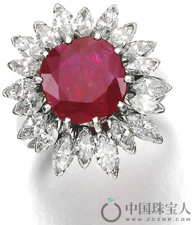 J Roca 红宝石配钻石戒指（成交价：9,375英镑）