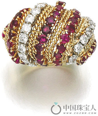 梵克雅宝红宝石配钻石戒指（成交价：6,875英镑）