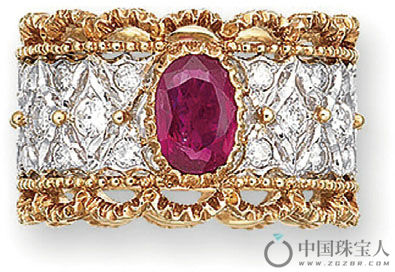 布契拉提红宝石配钻石戒指（成交价：62,500港币）