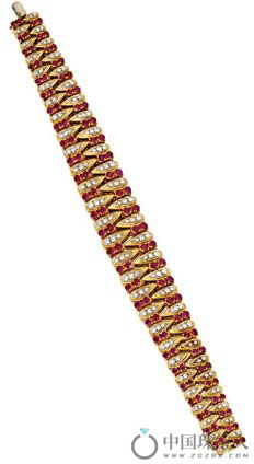 梵克雅宝红宝石配钻石18K金手链（成交价：13,750美金）