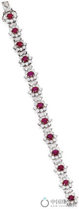 红宝石配钻石铂金手链（成交价：11,250美金）