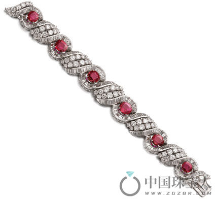 红宝石配钻石手链（成交价：57,500瑞士法郎）