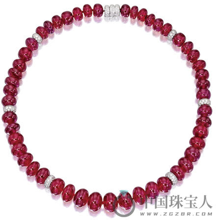 红宝石珠配钻石项链（成交价：68,750美金）