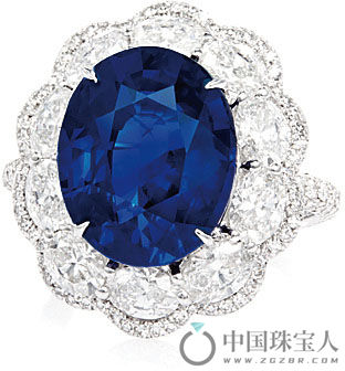 蓝宝石配钻石戒指（成交价：1,534,000港币）