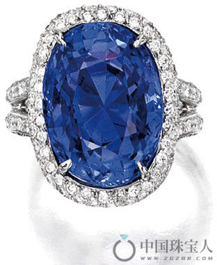 蓝宝石配钻石铂金戒指（成交价：30,000美金）
