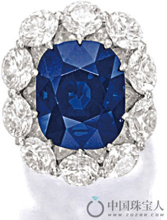 罕有的蓝宝石配钻石戒指（成交价：20,280,000港币）