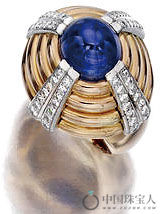 蓝宝石配钻石14K玫瑰金复古戒指（成交价：6,250美金）