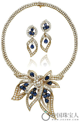 蓝宝石配钻石首饰套组（成交价：50,000瑞士法郎）