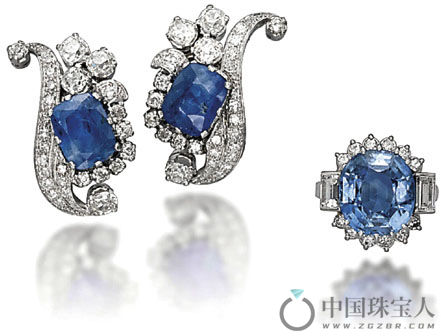 蓝宝石配钻石首饰套组（成交价：13,750瑞士法郎）