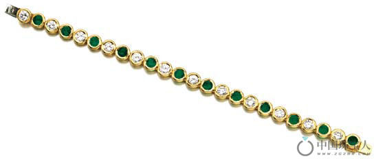 绿宝石配钻石手链（成交价：7,500英镑）