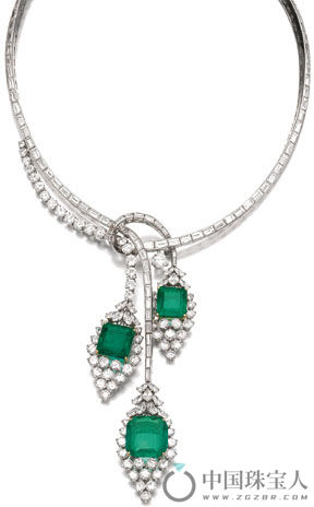 绿宝石配钻石项链（成交价：179,000瑞士法郎）