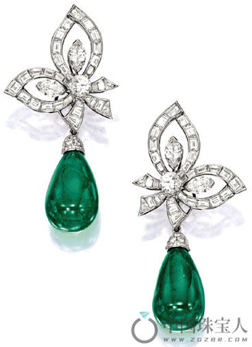梵克雅宝绿宝石配钻石耳环（成交价：1,480,000港币）