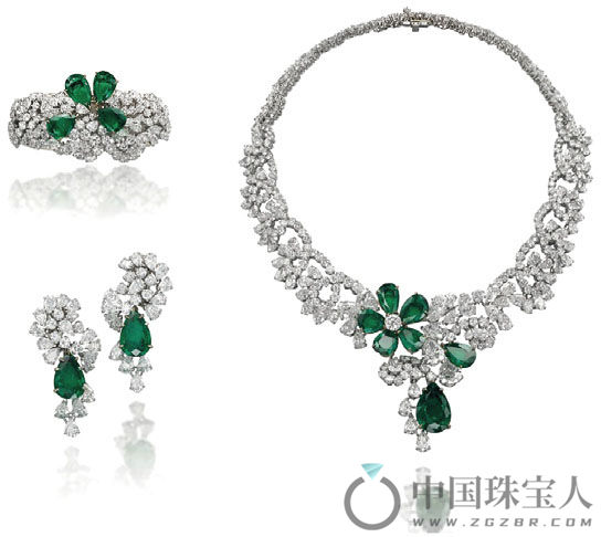 绿宝石配钻石首饰套组（成交价：1,265,000瑞士法郎）