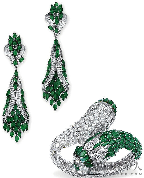 绿宝石配钻石首饰套组（成交价：475,000港币）
