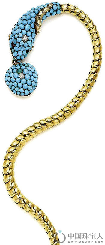 19世纪中期宝石蛇形项链（成交价：4,500英镑）