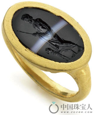 1世纪玛瑙凹雕刻戒指（成交价：17,500英镑）