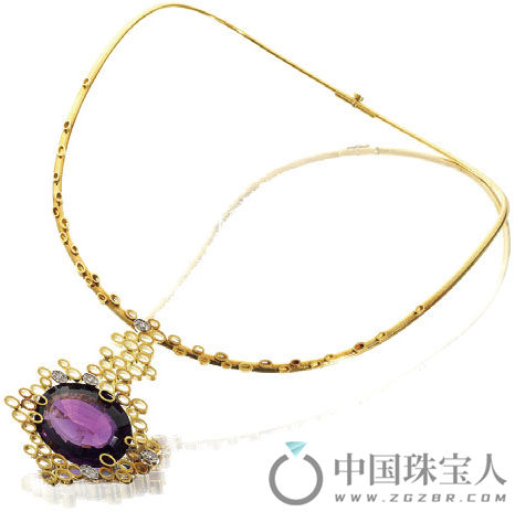 Andrew Grima 紫水晶配钻石金项链，制于1969年（成交价：10,625英镑）