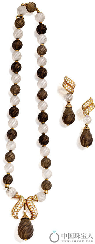 宝诗龙水晶配钻石18K金项链和耳环套组（成交价：6,875美金）