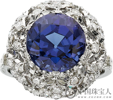 布契拉提坦桑石配钻石铂金戒指（成交价：8,750.00美金）