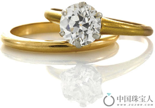 钻石戒指及14K金指环（成交价：7,500美金）