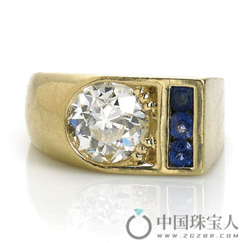 钻石配蓝宝石戒指（成交价：6,250美金）