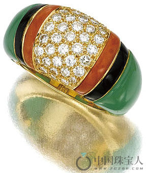 梵克雅宝钻石配宝石戒指（成交价：6,875美金）