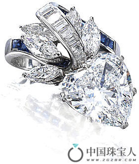 Garrard 钻石配蓝宝石戒指（成交价：47,500英镑）