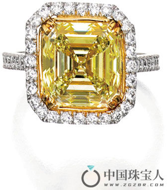 彩黄色彩钻配钻石18K金戒指（成交价：106,250美金）