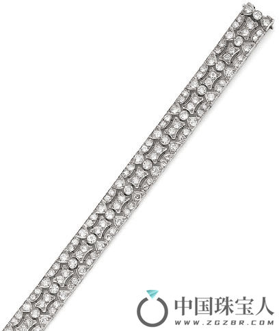 装饰艺术风格钻石手链，约制于1920年（成交价：7,500英镑）