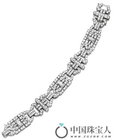 装饰艺术风格钻石手链（成交价：15,000美金）